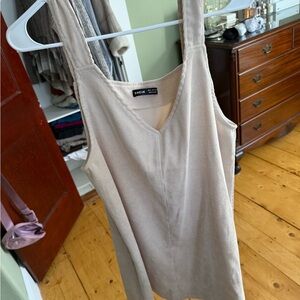 SHEIN Light Tan V-Neck Corduroy Dress